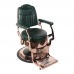 scaun de frizerie barber shop gv benz gold din piele ecologica verde smarald si structura metalica masiva rutilanta aurie cu pompa hidraulica
