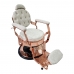 scaun de frizerie barber shop gv hexa gold din piele ecologica neagra cu cusaturi radiale si structura metalica masiva rutilanta aurie cu panou inferior traforat