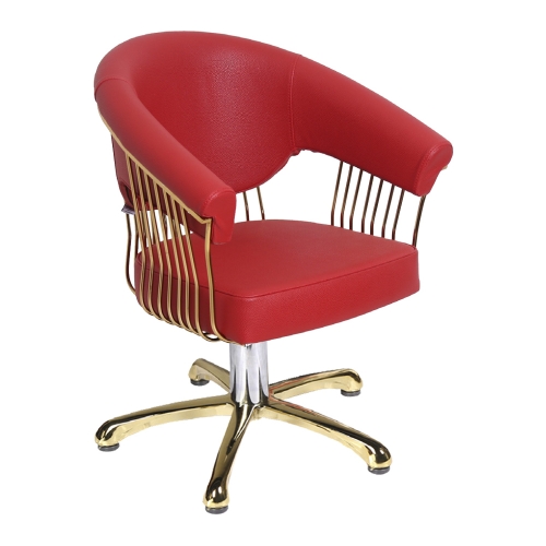 Scaun profesional coafor cu pompa hidraulica si structura metalica aurie