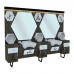 Mobilier frizerie post de lucru dublu GV 508 cu oglinzi hexagonale iluminate si chiuvete ceramica sticla acryl