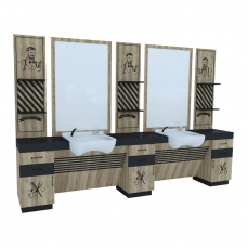 Post de Lucru Dublu Barber Shop GV 510 din MDF cu Grafică și Scafe Albe