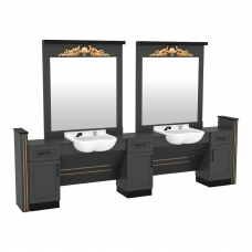 Post de Lucru Dublu Barber Shop GV 555 din MDF cu Ornamente Aurii