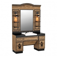 Post de Lucru Simplu Barber Shop GV 646 din MDF cu Cornișă Arcuită și Logo