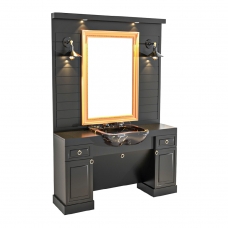 Post de Lucru Simplu Barber Shop GV 689 din MDF cu Ramă Aurie