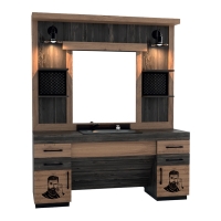 Post de Lucru Simplu Barber Shop GV 726 din Lemn Bicolor cu Grilaj